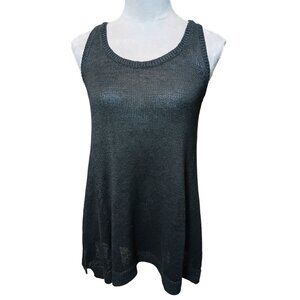 Lauren Ralph Lauren Womens Black Linen Swing Sweater Tank Textured Top Medium